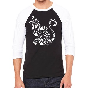 LA Pop Art Cat Claws - Men's Raglan Baseball Word Art T-Shirt - 1 of 4