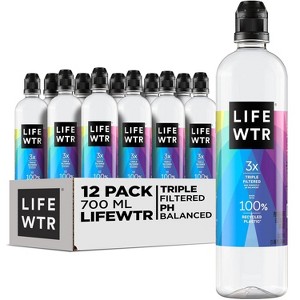 LIFEWTR Premium Purified Water, pH Balanced with Electrolytes, , 23.7 Fl Oz Flip Cap Bottles, 700 mL (Pack of 12) - 1 of 4