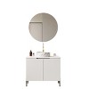 Dexmalle White Round Ceramic Basin with Stone Pattern and Carrara White Counter Top Bathroom Vanity - 3 of 4