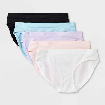 Yellowberry Girls 6pk Quality Seamless Hipster Brief Underwear with Bonded  Seam Large Pale Beaches
