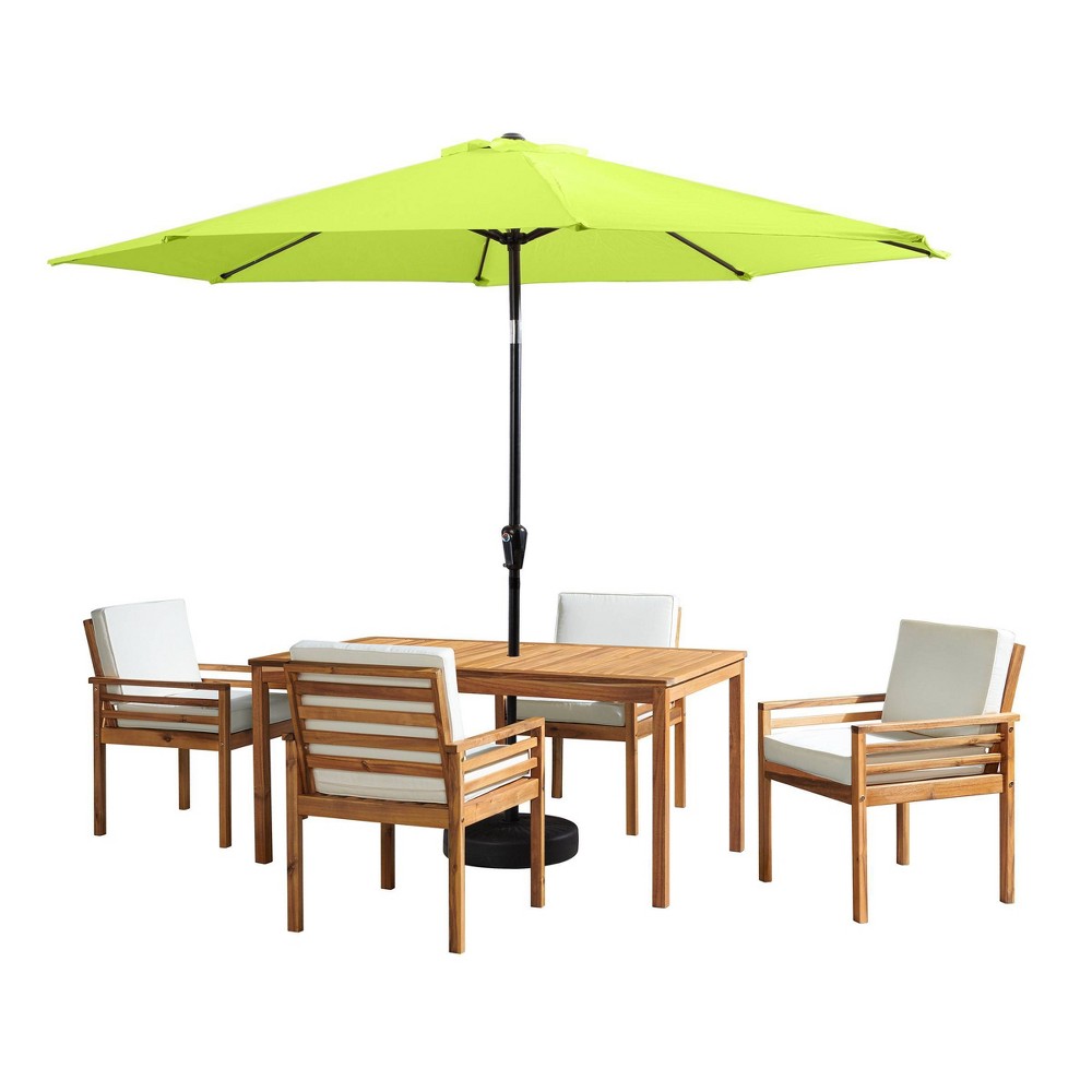 Photos - Dining Table Alaterre Furniture 6pc Outdoor Patio Dining Set, Okemo Table with 10' Auto Tilt Umbrella Lime Green