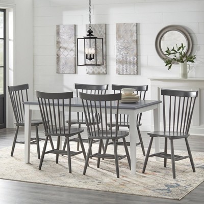 Charcoal Grey Transitional Windsor Side Chair Set