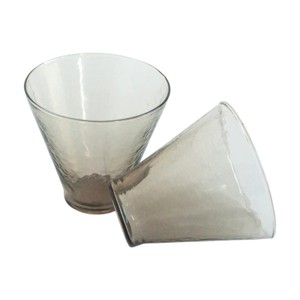 Slickblue Set of 2 Handmade Hammered Glass Cups – 13.5oz, Colored Glass, Blush/Clear/Smoke - 1 of 4