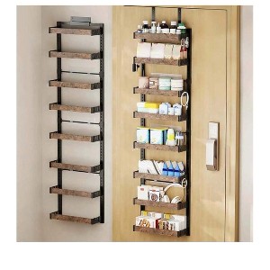 Black Over The Door Pantry Organizer, 8-Tier Adjustable Over-Door Storage Organizer, Multi-Space Kitchen, Bathroom, Bedroom - 1 of 4