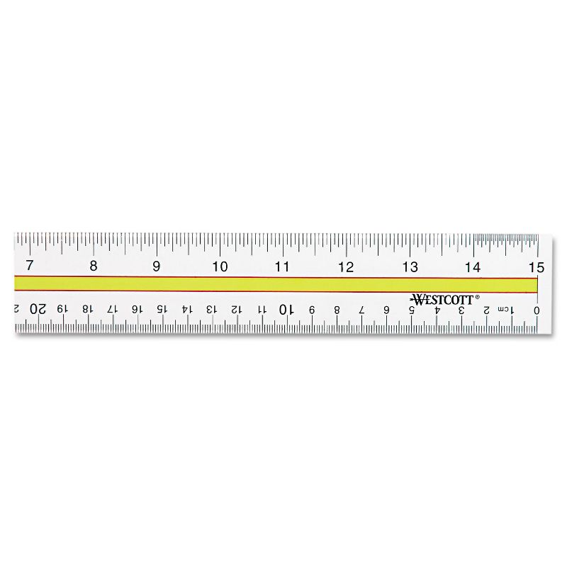 Westcott Acrylic Data Highlight Reading Ruler With Tinted Guide 15" Clear 10580, 2 of 4