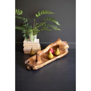 Large Oval Teak Bowl with Handle – 27"Tall Handcrafted Wood Bowl by Kalalou - 1 of 3