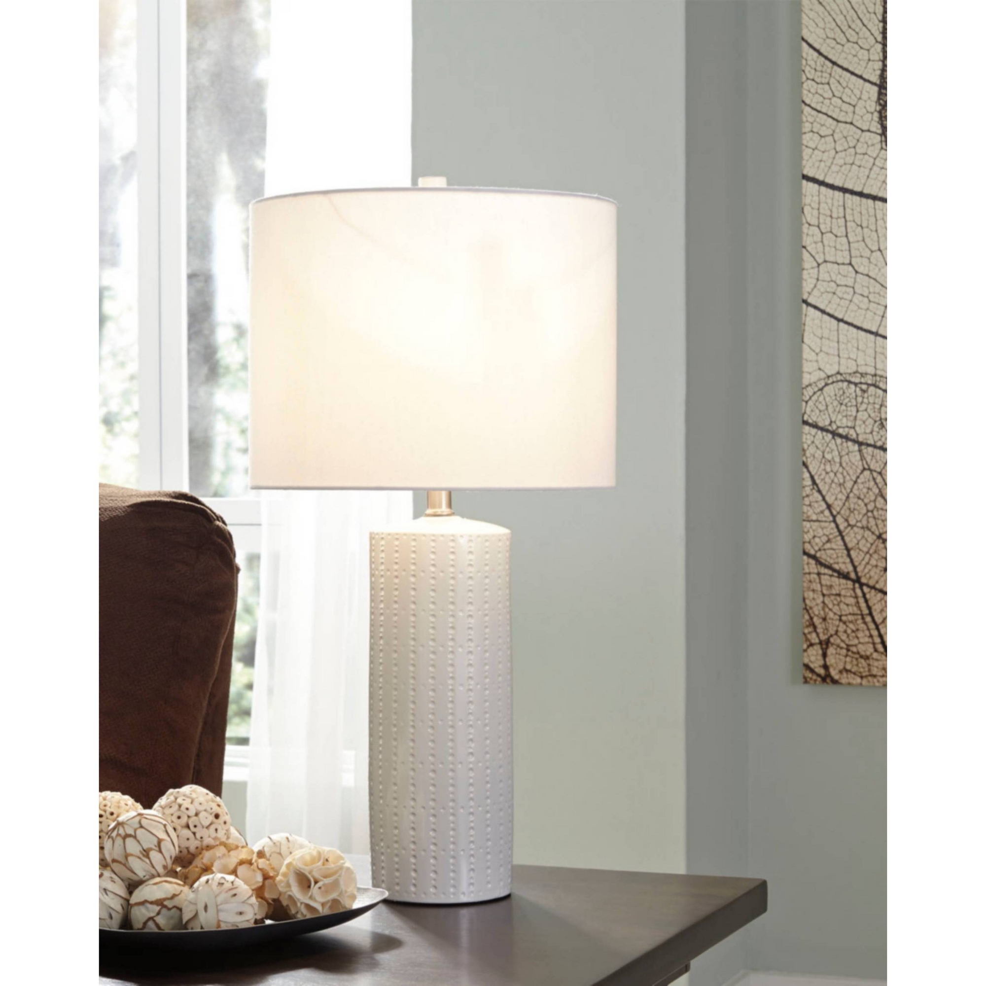 Set of 2 Steuben Ceramic Table Lamps White