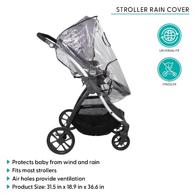 Image of Belle Clear Stroller Rain Cover, Universal Travel Weather Shield, White