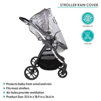 Belle Clear Stroller Rain Cover, Universal Travel Weather Shield, White