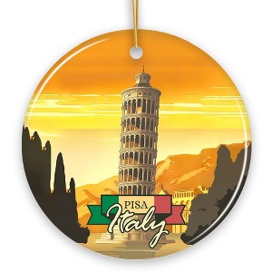 Sunset in Pisa Italy Vintage Art Souvenir Ceramic Christmas Ornament| OrnamentallyYou - 1 of 4