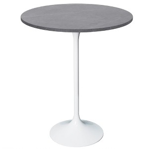 Leisuremod Verve 27" Round Bar Height Dining Table - Sintered Stone Top with Modern White Pedestal Base Counter Height Table for Kitchen, Home and Pub - 1 of 4