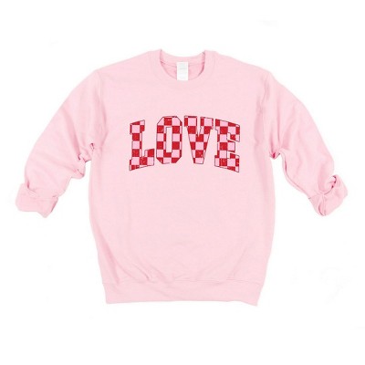 Simply Sage Market Women's Graphic Sweatshirt Distressed Love Checkered