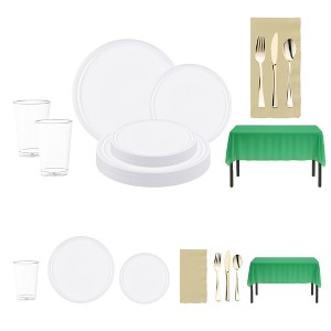 Smarty Had A Party White, Green, And Gold NFL / NBA / MLB Dinnerware Set - 60 Sets - 1 of 4