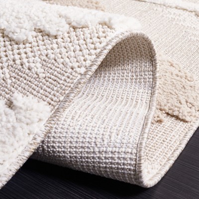 Modern Ivory Geometric 54'' Flat Woven Synthetic Area Rug
