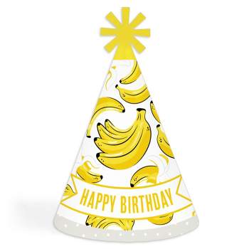 Big Dot of Happiness Let’s Go Bananas - Cone Happy Birthday Party Hats for Kids and Adults - Set of 8 (Standard Size)