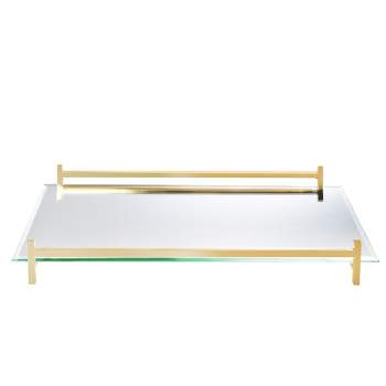 Classic Touch Oblong Mirror Tray with gold Handles - 15.75"L