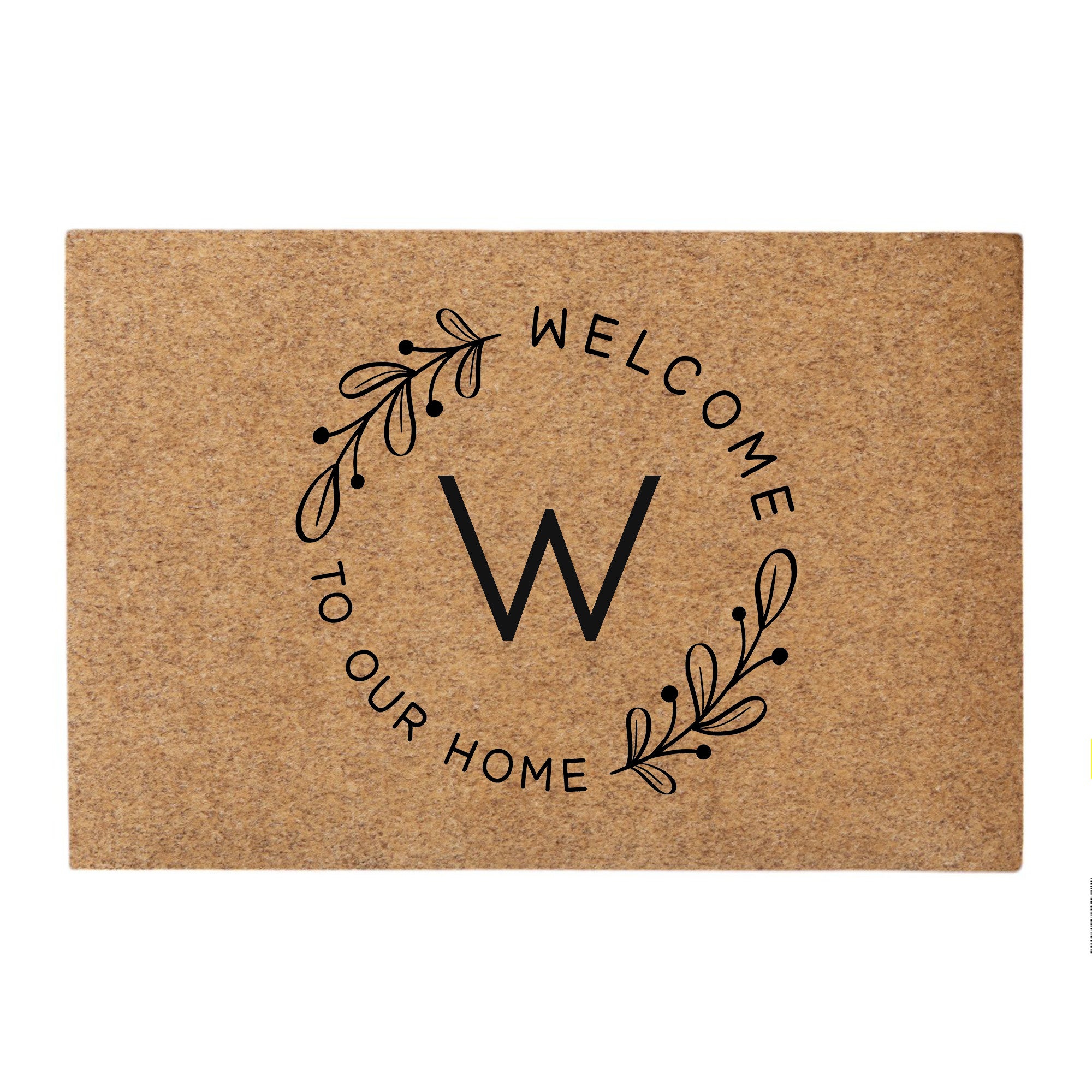 Personalization Mall Welcome Wreath Initial Synthetic Coir Doormat, 18x27, W