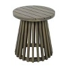 Outdoor End Side Coffee Table for Backyard, Round Table with Slatted Base Design, Sturdy Table with Acacia Wood Frame-Coolbibila - 4 of 4