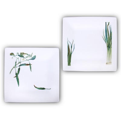 Noritake Kyoka Shunsai Set of 2 Square Plates, 7 1/2"