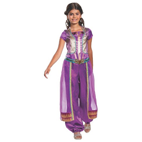 Girls' Aladdin Classic Jasmine Jumpsuit Costume - Size 7-8