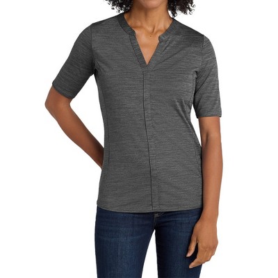 Mafoose Women's Short Sleeve Stretch Heather Moisture Wicking Open Neck Polo Top