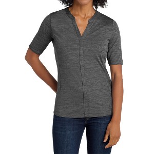 Mafoose Women's Short Sleeve Stretch Heather Moisture Wicking Open Neck Polo Top - 1 of 4