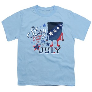Boys' Spongebob Squarepants Stay Fly On The 4Th Of July T Shirt Light Blue Small - 1 of 4