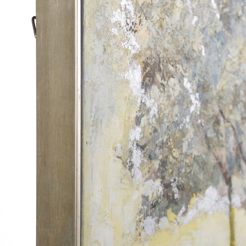 Stand Strong Hand Painted Oil on Stretched Canvas with Silver Leaf Green Trees Framed Wall Art Brown - StyleCraft, 6 of 8