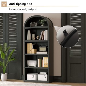 71.65in 5 Tier Arched Bookcase Book Shelf with Doors,Tall Display Bookshelf Cabinet with Storage,Open Bookcases for Home Office, Living Room - 1 of 4