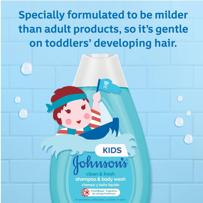 Johnson&#39;s Kids Clean &#38; Fresh Shampoo &#38; Body Wash for Sensitive Skin - 13.6 fl oz, 4 of 11