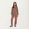 Anna-Kaci Lounge Women's 2-Piece Set Long Sleeve Button Front Top and Relaxed Fit Pants Pajama Set with Abstract Print - 3 of 4