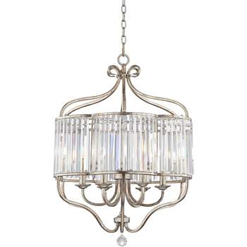 Vienna Full Spectrum Stella Antique Soft Silver Chandelier 22" Wide French Crystal Glass 6-Light Fixture for Dining Room House Foyer Kitchen Island