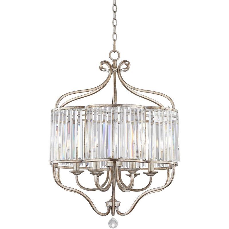 Vienna Full Spectrum Stella Antique Soft Silver Chandelier 22" Wide French Crystal Glass 6-Light Fixture for Dining Room House Foyer Kitchen Island, 1 of 10