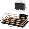 LunaLulinlk Aluminum Dish Drying Rack with Cutlery Holder, Light Gold Removable Drainer Tray - 3 of 4