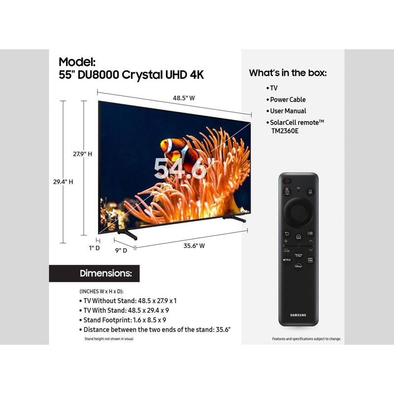 Samsung 55&#34; Class DU8000 HDR UHD 4K Smart TV - Black (UN55DU8000), 6 of 14