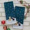 2pc Cat and Dog Hand Towel Set - SKL Home: Jacquard Velour Cotton, Machine Washable, Teal Green - 2 of 3