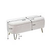 39" Modern Upholstered Storage Bench with Gold Legs, Faux Fur Entryway or Bedroom Ottoman-3irtyhousy - 4 of 4