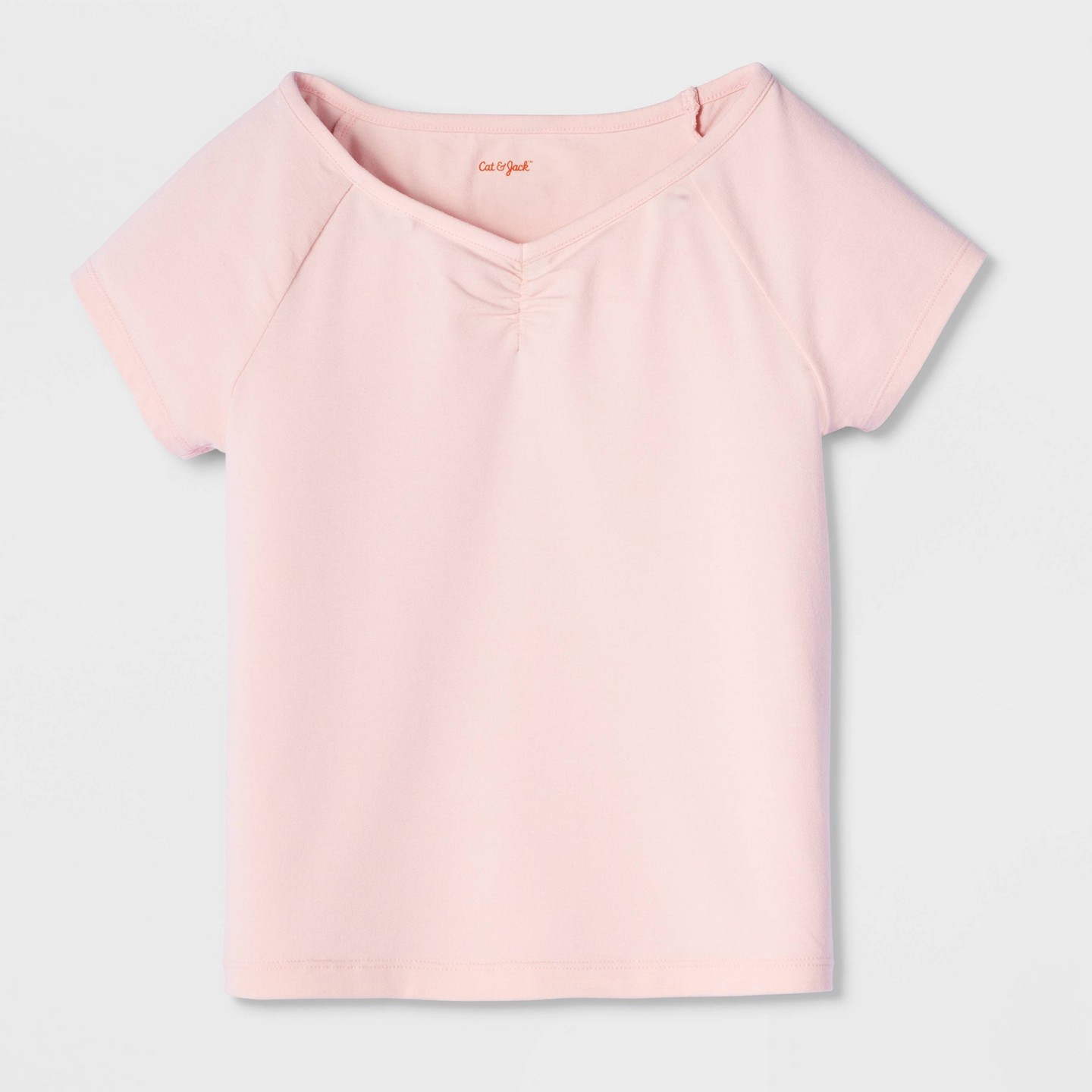 Футболка Cat & Jack Short Sleeve Fitted V-Neck T-Shirt для девочек, цвет: Розовый — фото 2