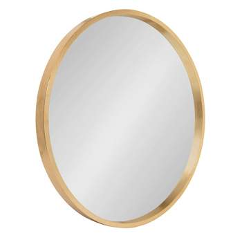 22" x 22" Travis Round Wood Accent Wall Mirror Gold - Kate and Laurel All Things Decor