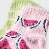 Women's Watermelon 2pk Cozy Quarter Crew Socks - Pink/Green 4-10 - 3 of 3