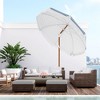 Outsunny Outdoor Umbrella with Tilt, Vent, Fringed Ruffles, Flounce for Table, Deck Parasol, Blue Strip - 2 of 4