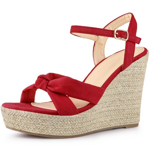 Allegra K Women's Platform Slingback Espadrille Wedge Heel Sandals Red 9 :  Target