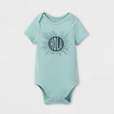 Latino Heritage Month Baby Hola Bodysuit - Mint Blue Newborn