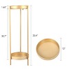Sevobal Utility Storage Shelves, 2 Tiers Tall Plant Display Storage Shelf with Round Trays, Plant Stand for Balcony Patio Home, Gold, 12"*12"*35.4" - 4 of 4