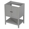 Vynxaria Gray 24" Bathroom Vanity Base with Storage Cabinet and Open Shelves - 3 of 4