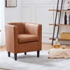 Yaheetech Faux Leather Upholstered Accent Chair Barrel Chairs, Brown - 2 of 4