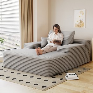 Racxily 68"*51" Chaise Lounge Chair Indoor, Oversized Upholstered Sofa Bed, Sleeper Couch Reading Chairs Fluffy Plush Faux Fur Cloud Sofas Couches - 1 of 4