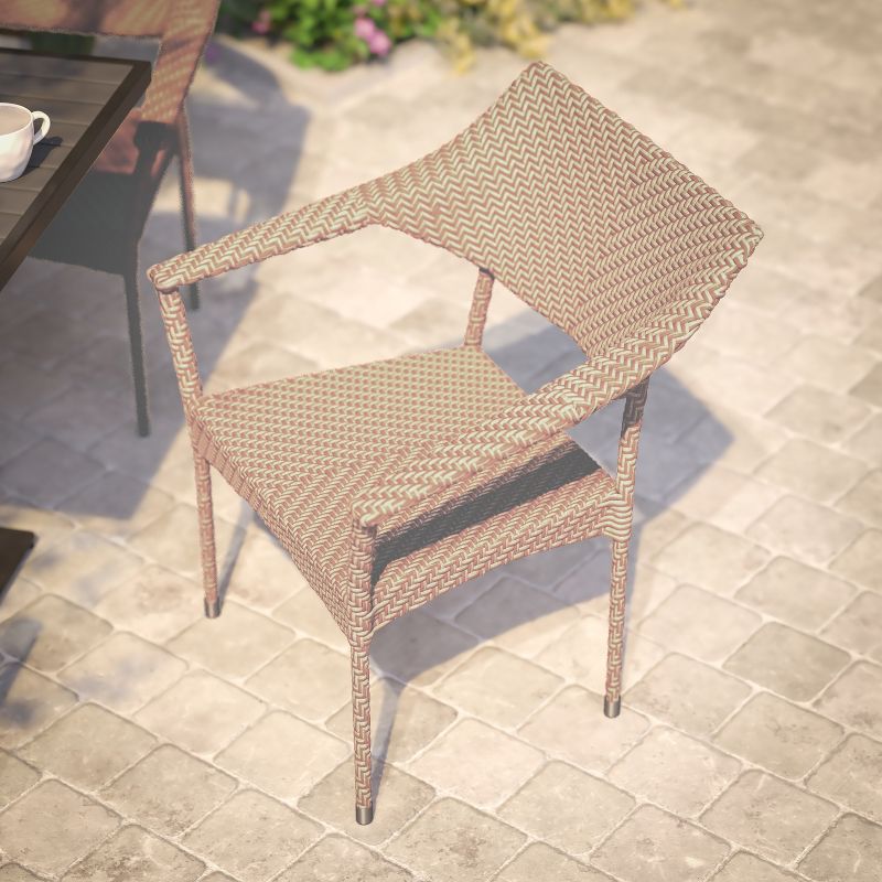 Flash Furniture Jace Commercial Grade Stacking Patio Chair, All Weather PE Rattan Wicker Patio Dining Chair, 6 of 13