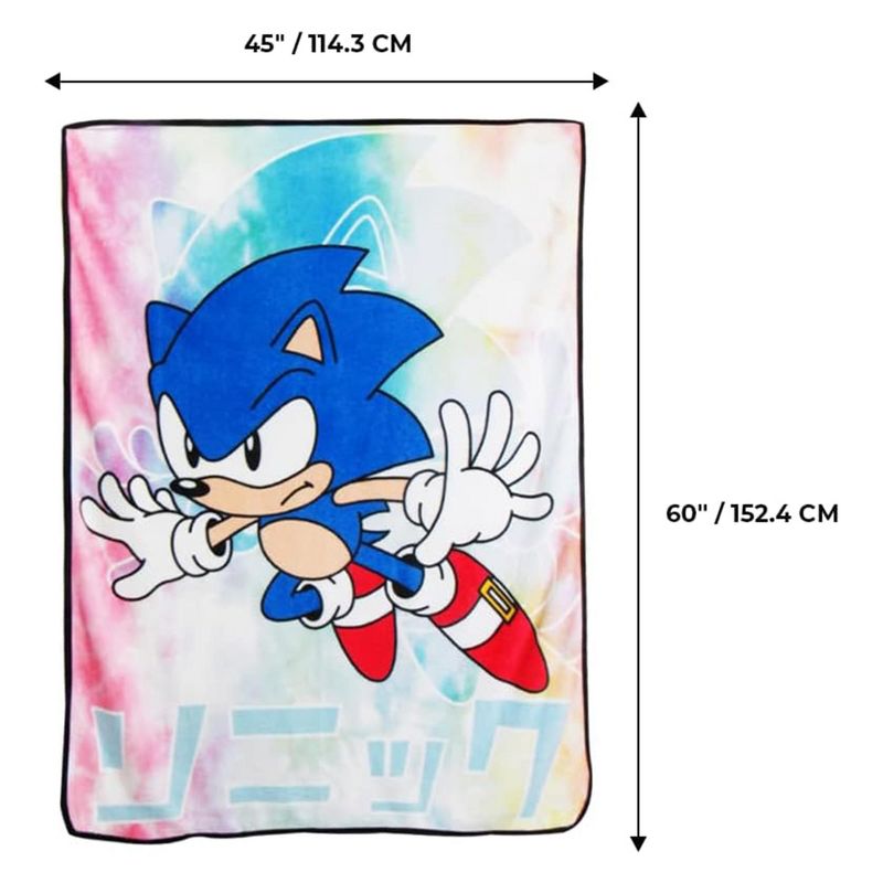 Just Funky Sonic The Hedgehog Tie-Dye 45 x 60 Inch Fleece Throw Blanket & Pillow, 2 of 5