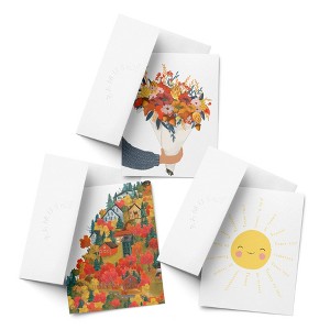 Autumn Bouquet, Autumn Foliage, Sunshine Thanks Fall/Autumn Greeting Card Pack Sets (3 ct, Assorted) by Ramus & Co - 1 of 4